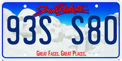 SD license plate 93SS80