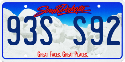SD license plate 93SS92