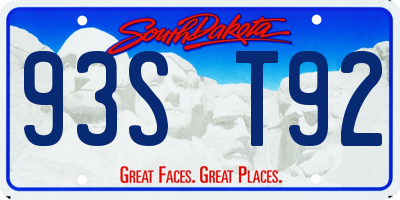 SD license plate 93ST92