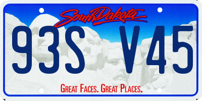 SD license plate 93SV45