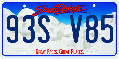 SD license plate 93SV85
