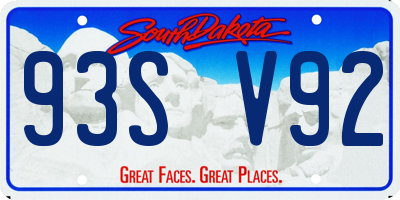 SD license plate 93SV92