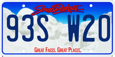 SD license plate 93SW20