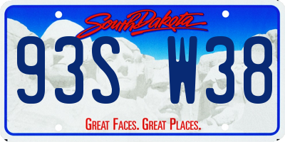 SD license plate 93SW38