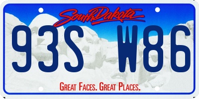 SD license plate 93SW86