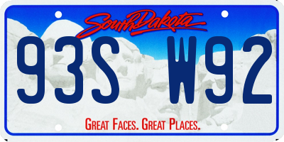 SD license plate 93SW92