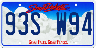 SD license plate 93SW94