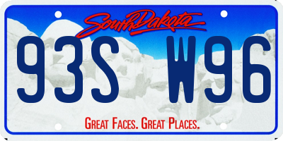 SD license plate 93SW96