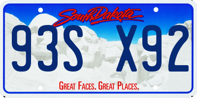 SD license plate 93SX92
