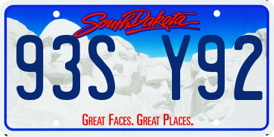 SD license plate 93SY92