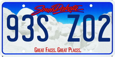 SD license plate 93SZ02