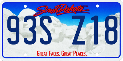 SD license plate 93SZ18