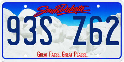 SD license plate 93SZ62