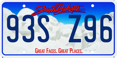 SD license plate 93SZ96