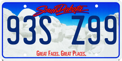 SD license plate 93SZ99