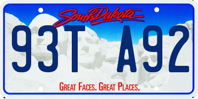SD license plate 93TA92
