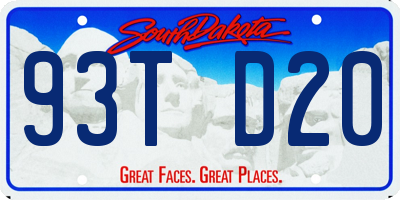 SD license plate 93TD20