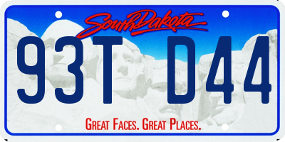 SD license plate 93TD44