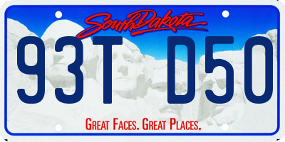 SD license plate 93TD50