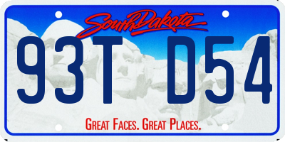 SD license plate 93TD54