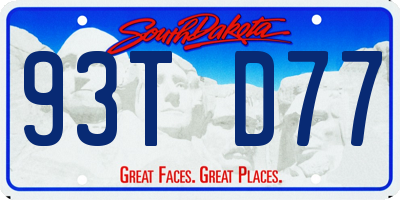 SD license plate 93TD77