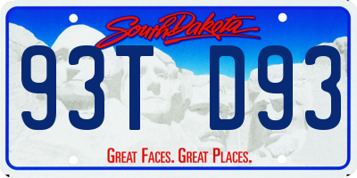 SD license plate 93TD93