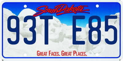 SD license plate 93TE85