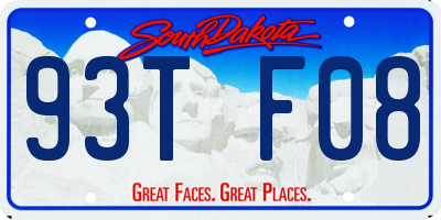 SD license plate 93TF08