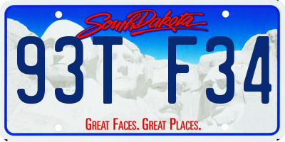 SD license plate 93TF34