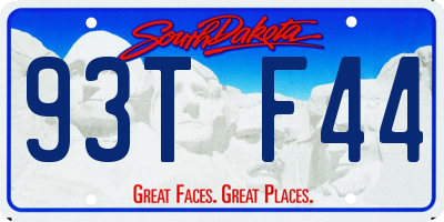 SD license plate 93TF44