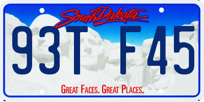 SD license plate 93TF45