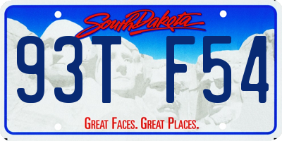 SD license plate 93TF54