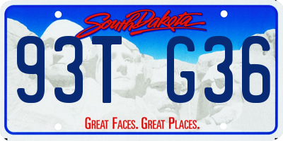 SD license plate 93TG36