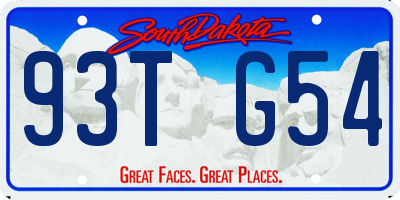 SD license plate 93TG54