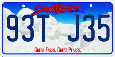 SD license plate 93TJ35