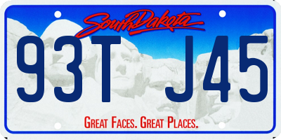SD license plate 93TJ45