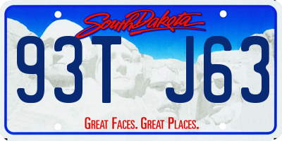 SD license plate 93TJ63