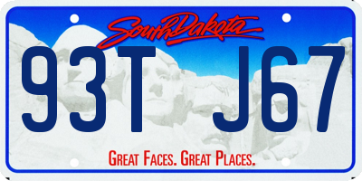 SD license plate 93TJ67