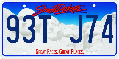 SD license plate 93TJ74