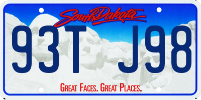 SD license plate 93TJ98