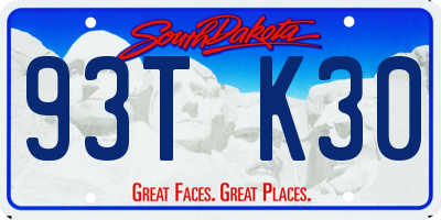 SD license plate 93TK30