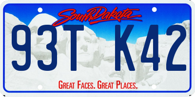 SD license plate 93TK42
