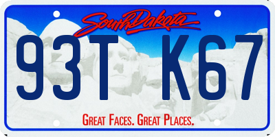 SD license plate 93TK67