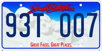 SD license plate 93TO07
