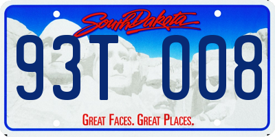 SD license plate 93TO08