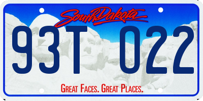 SD license plate 93TO22