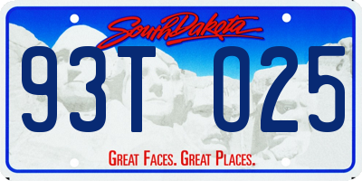 SD license plate 93TO25