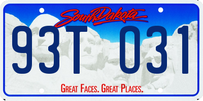 SD license plate 93TO31