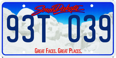SD license plate 93TO39