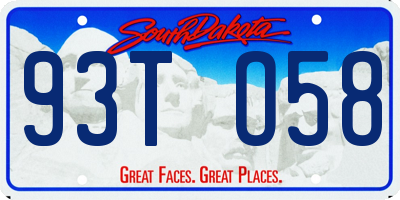 SD license plate 93TO58